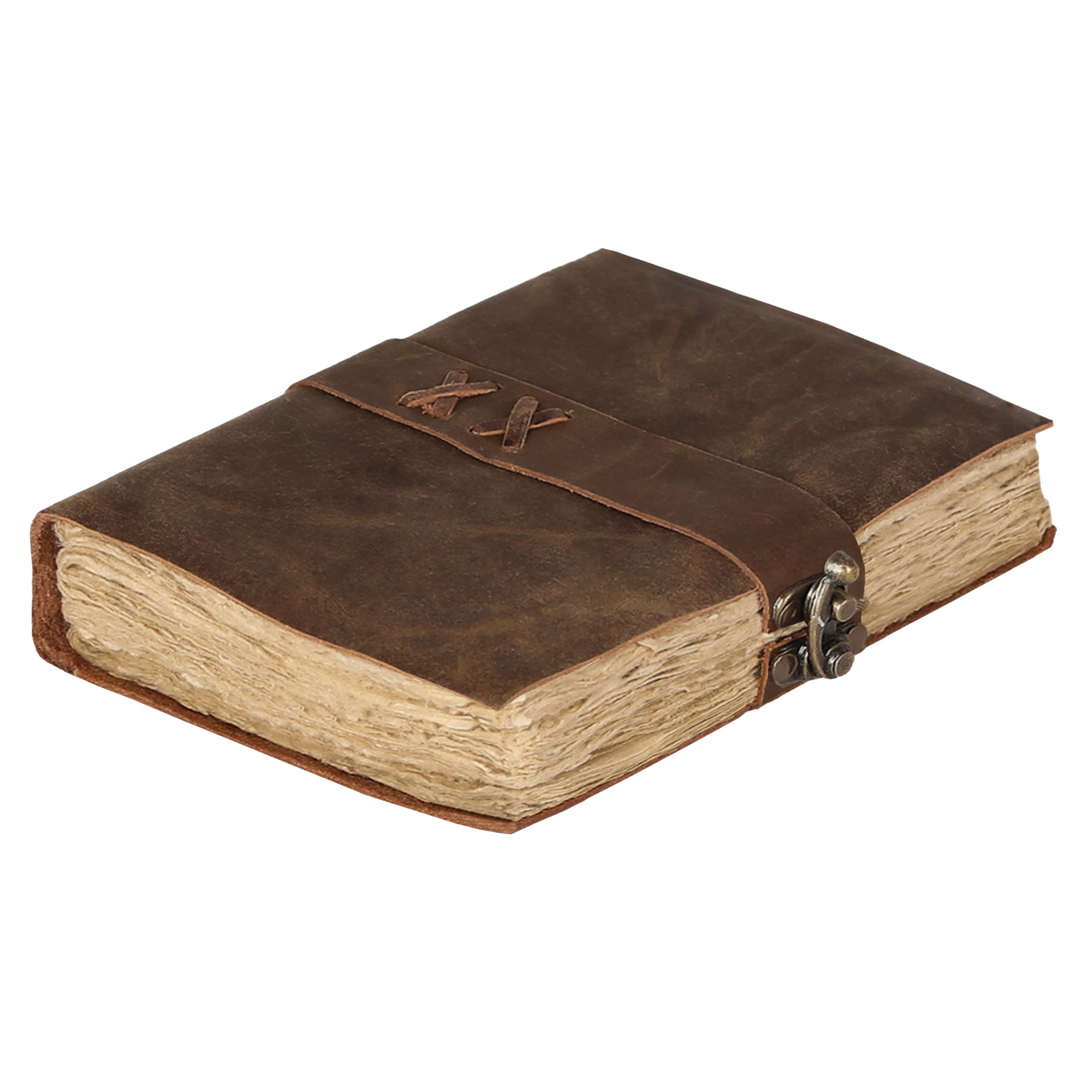 Vintage Leather Journal Handmade Buffalo Deckle Edge Paper – Leather Bound Journal for Women Men Vintage C-Lock Closure Ideal for Writing & Travel for Artists