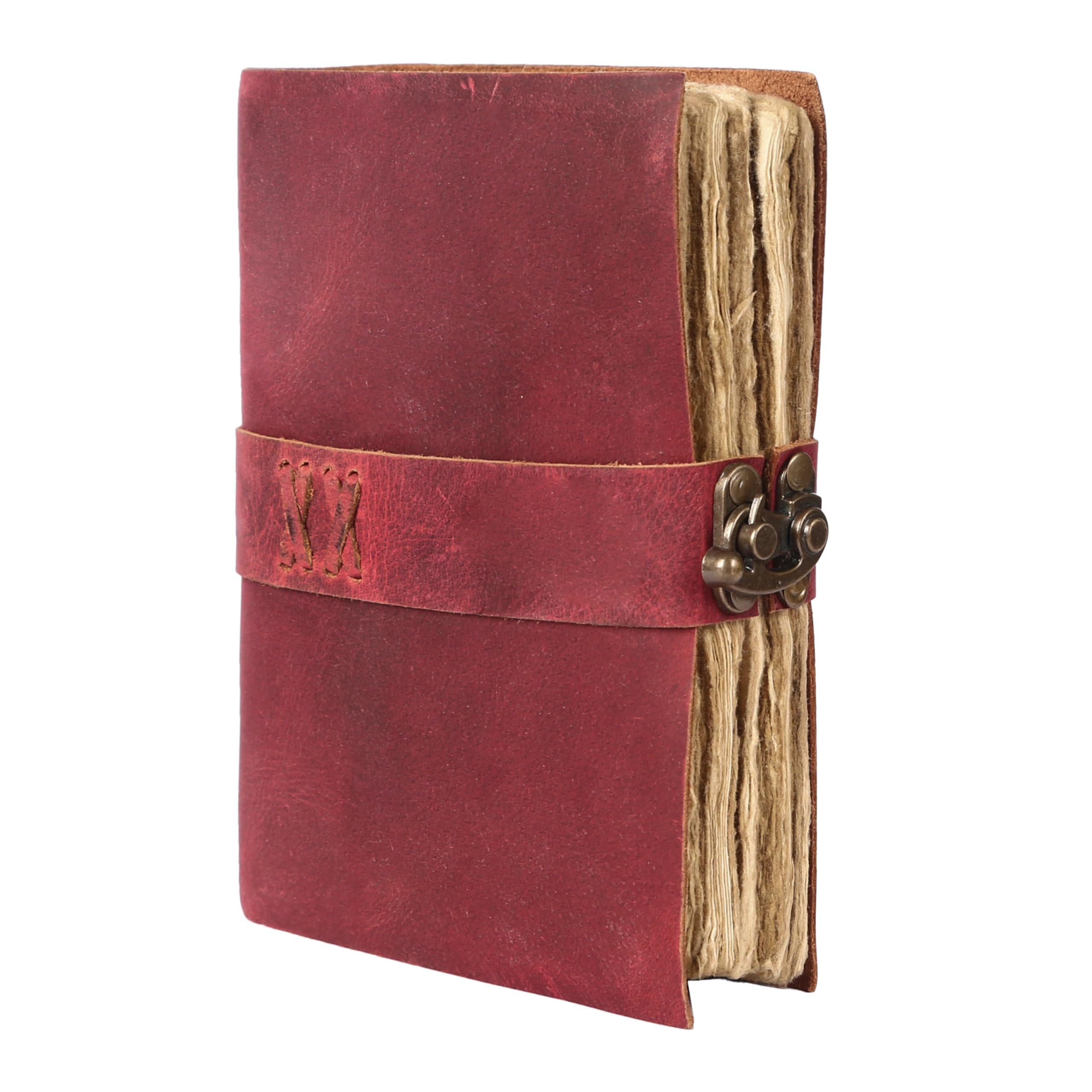 Vintage Leather Journal Handmade Buffalo Deckle Edge Paper – Leather Bound Journal for Women Men Vintage C-Lock Closure Ideal for Writing & Travel for Artists