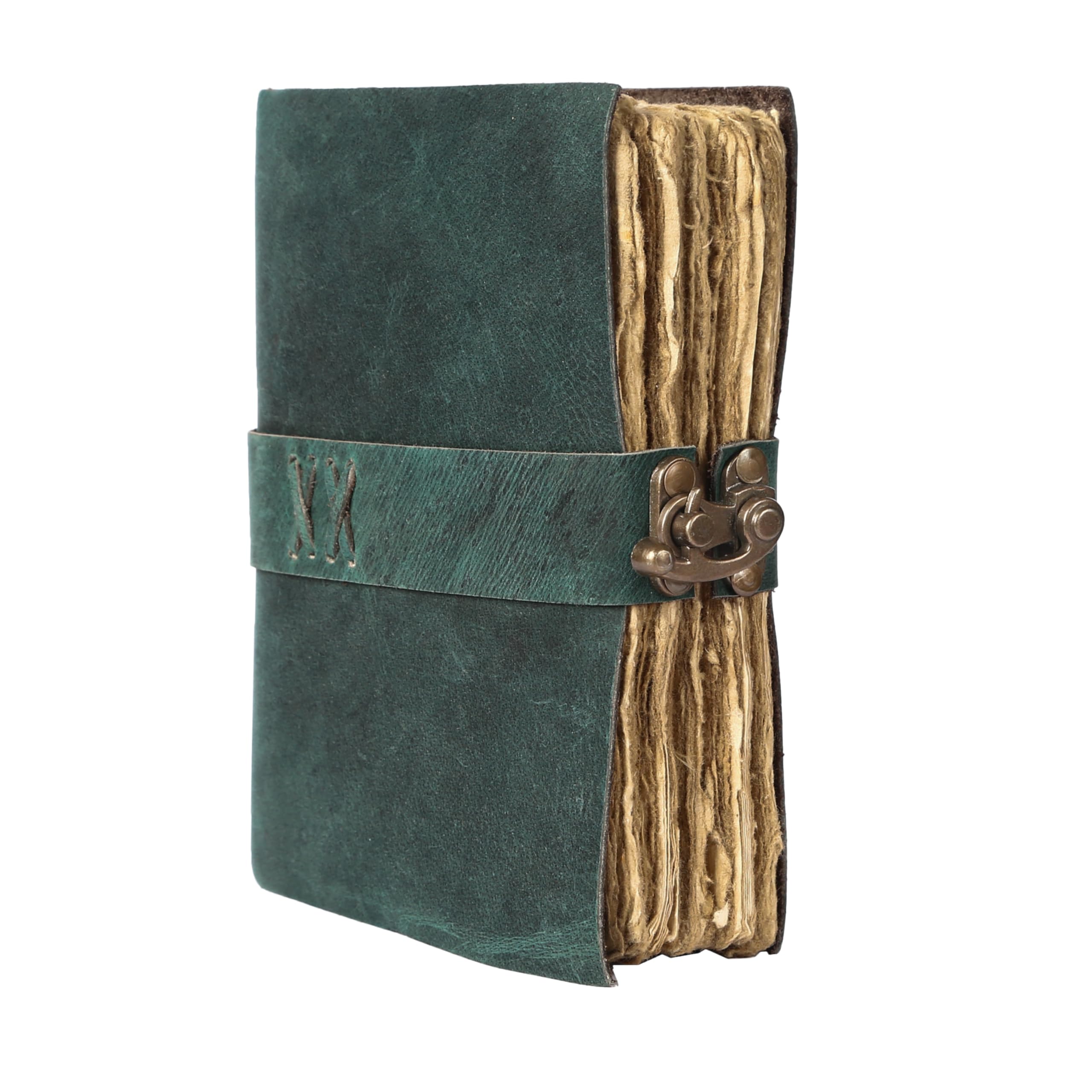 Vintage Leather Journal Handmade Buffalo Deckle Edge Paper – Leather Bound Journal for Women Men Vintage C-Lock Closure Ideal for Writing & Travel for Artists