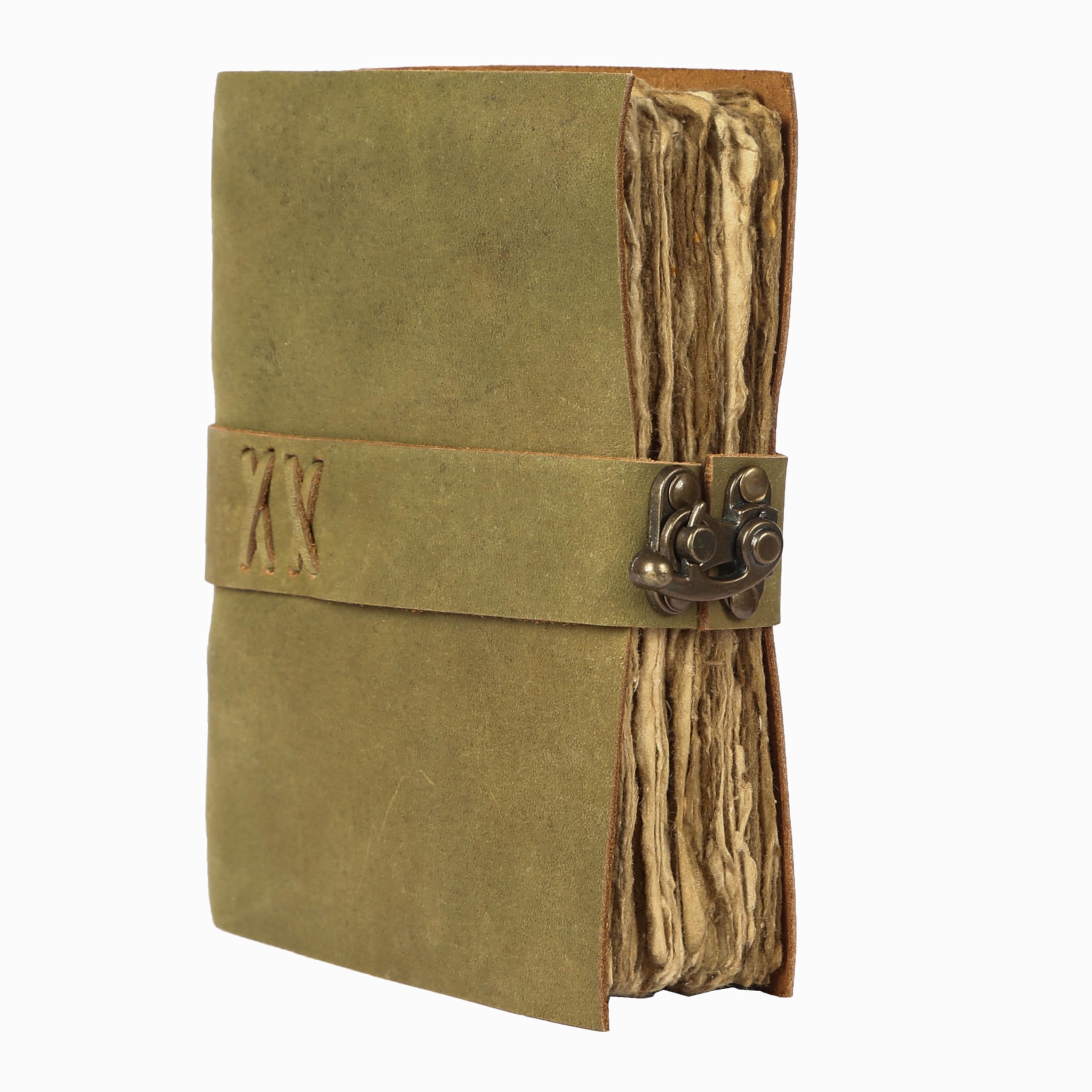 Vintage Leather Journal Handmade Buffalo Deckle Edge Paper – Leather Bound Journal for Women Men Vintage C-Lock Closure Ideal for Writing & Travel for Artists
