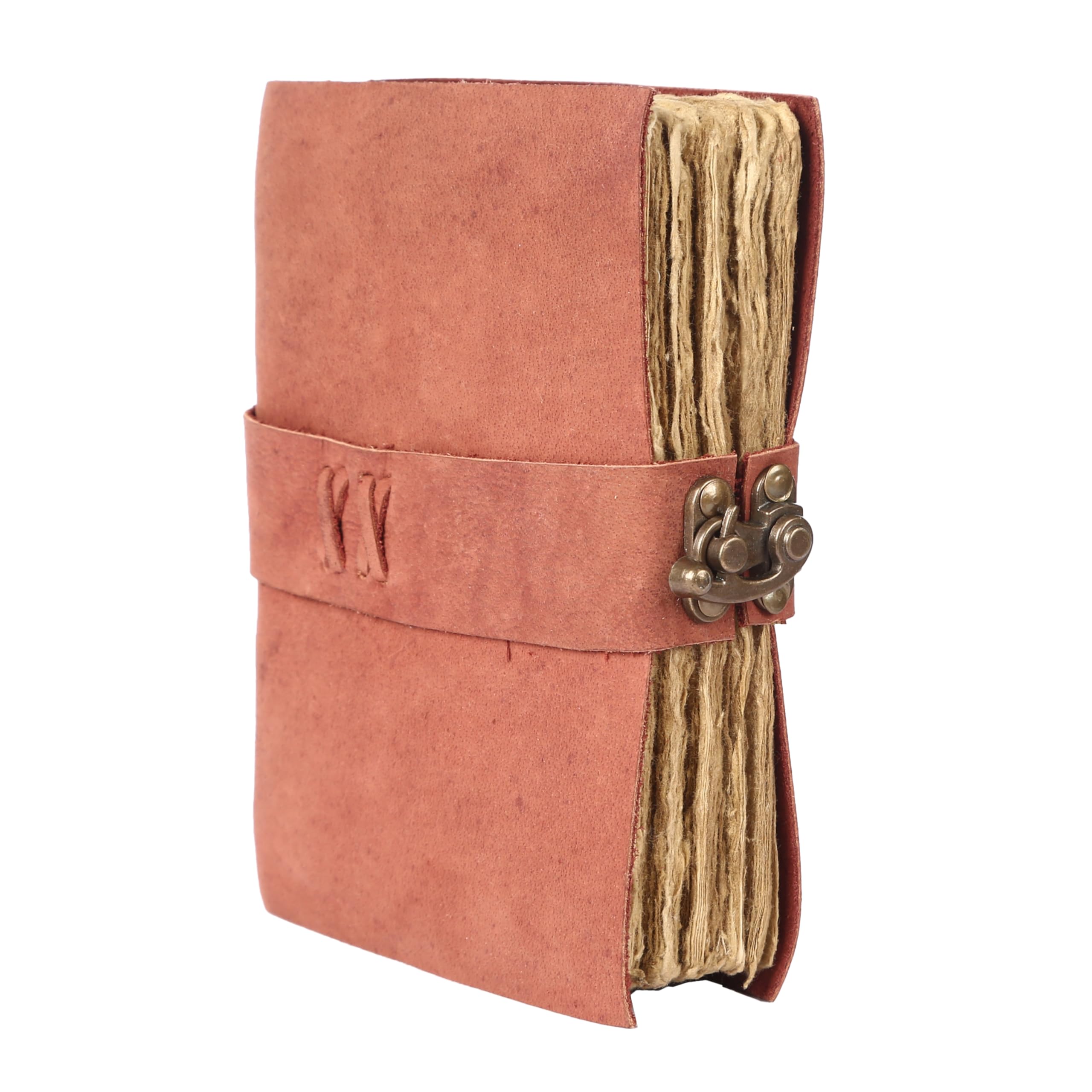 Vintage Leather Journal Handmade Buffalo Deckle Edge Paper – Leather Bound Journal for Women Men Vintage C-Lock Closure Ideal for Writing & Travel for Artists
