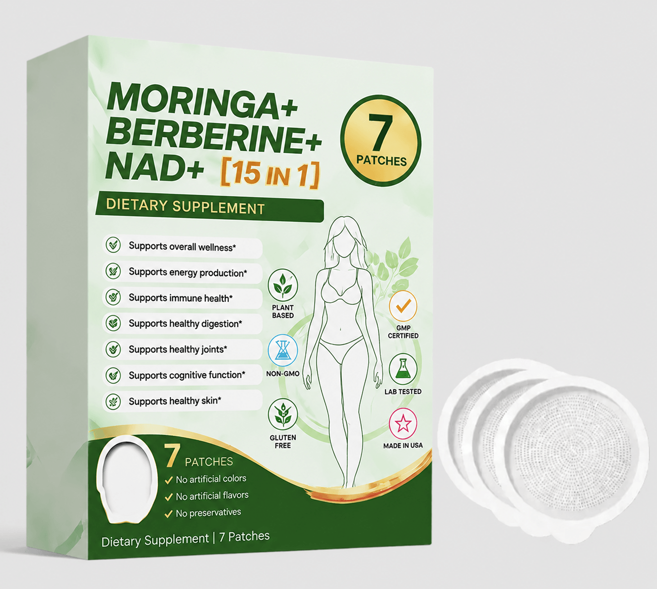 US Moringa+ Berberine+ NAD+ 15-in-1 Patch | 7 Patches/Box